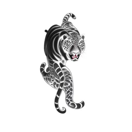 Black And White Water Color Style Korean Traditional Panther