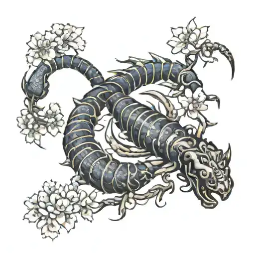 Scorpio And Flowers Intertwined