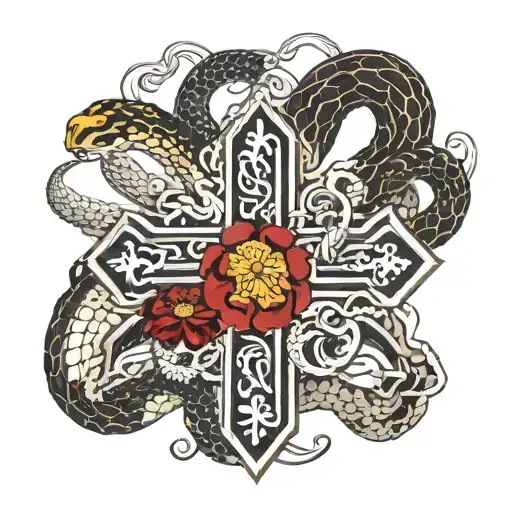 Occitan Cross Surrounded By Snake