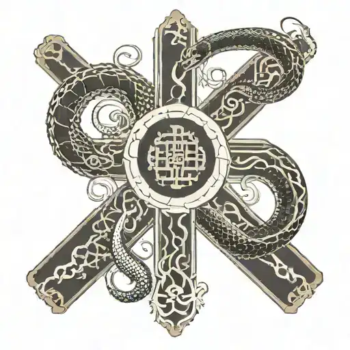 Toulousan's Cross Surrounded By Snake