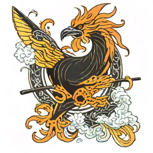 Sword Dragon Anime Spirits Ying Yang Rooster