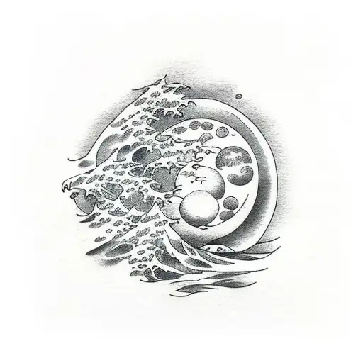 Bright Shining Full Moon With Moonlight On The Ocean