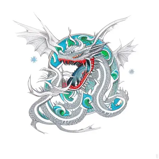 Ice Dragon With A Bandana On His Head
