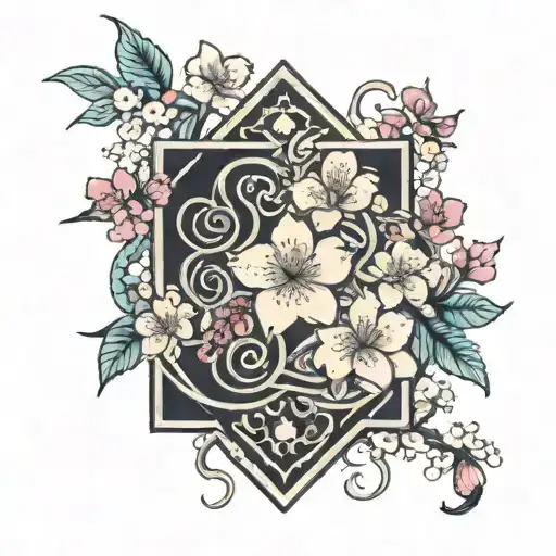 Card Deck And Cherry Blossoms