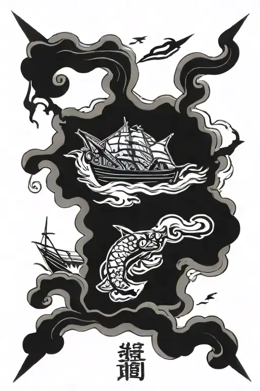 Marine Ship Battle At Sea Traditional Pirate