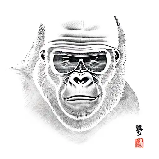 Gorilla With Sunglasses And A Cap