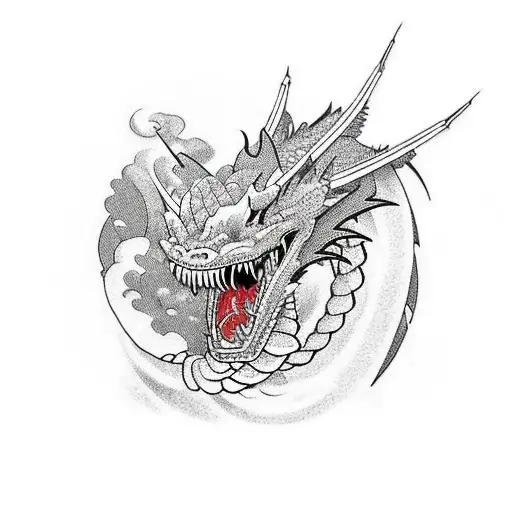 Dragon Breathing Fire Synthwave