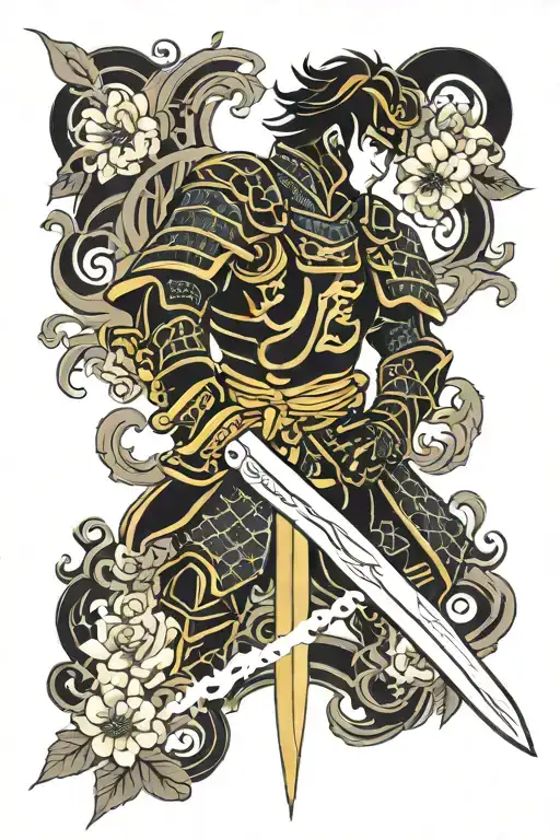 Black Knight Gold Sword Centered