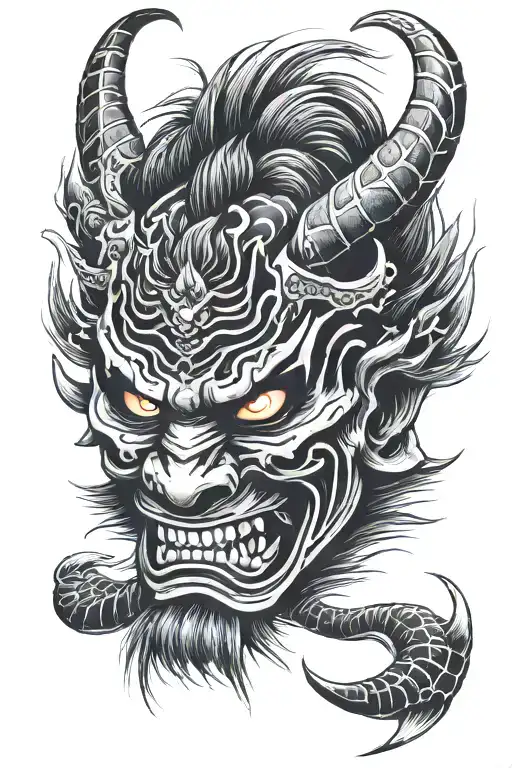 Oni Mask Samurai And Animal Characteristics