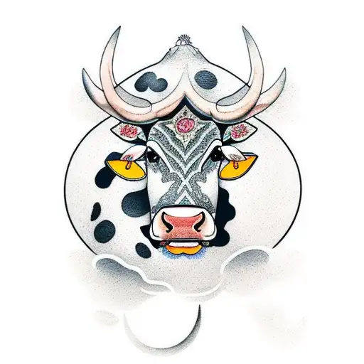 Cow With Leo Tatoo