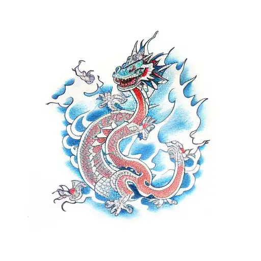 Water Dragon With Geshia And Hannya