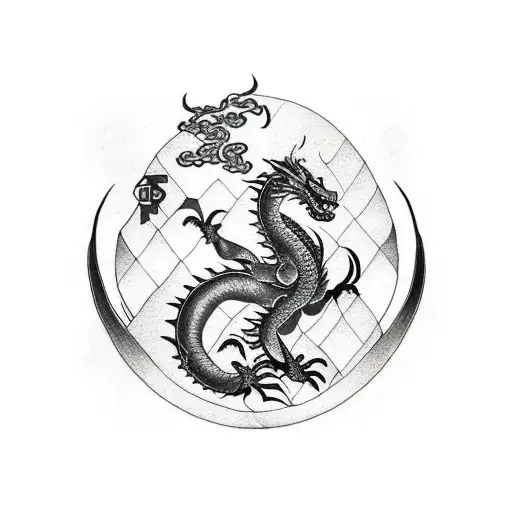 Dragon Curled Around A Sword
