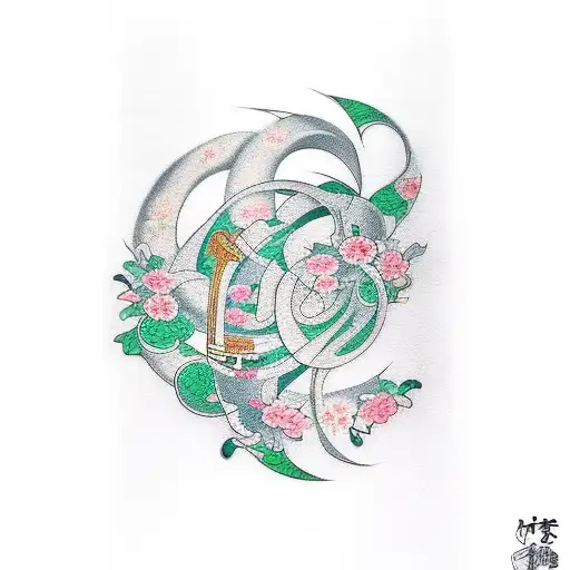A Japon-inspired Floral Design With A Music Note Hidden Within