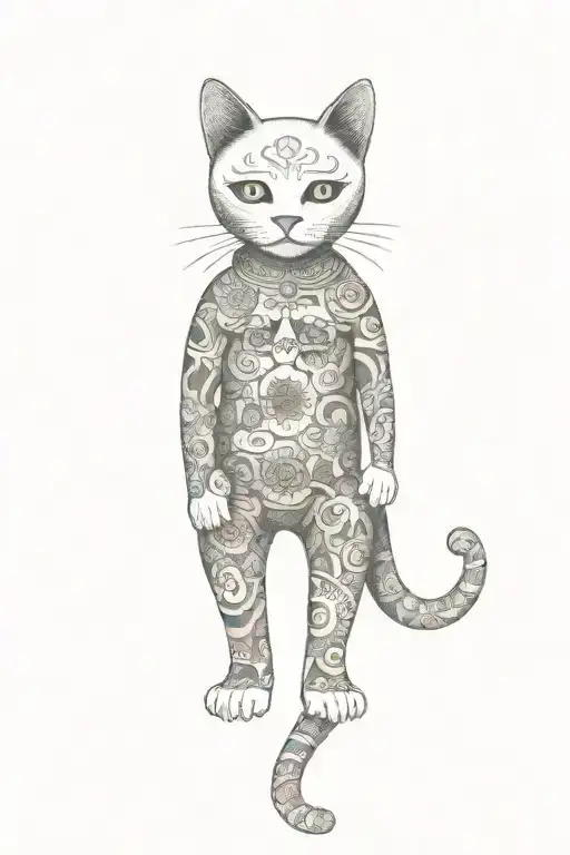 A Stuffed Cat Mixed With Dia Dos Muertos