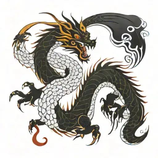 A Modern And Abstract Representation Of Martial Arts Movements Flowing Into The Form Of A Dragon