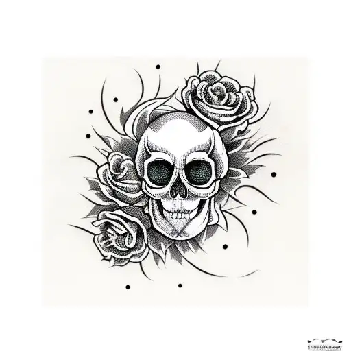 Skull Whit Roses Ando Stars