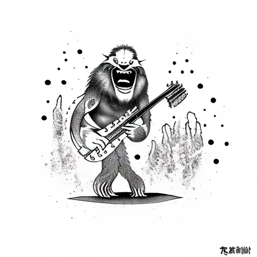 A Yeti Playing A Bass Guitar