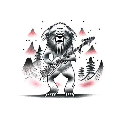 A Yeti Playing A Bass Guitar