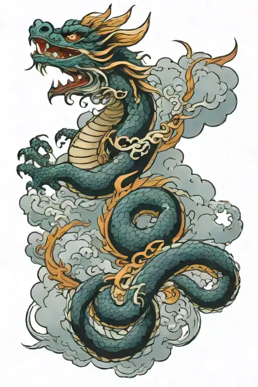 Dragon With Clouds Surrounding