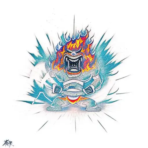 A Jiu Jitsu Fighter Engulfed In Flames With Graffiti-inspired Background