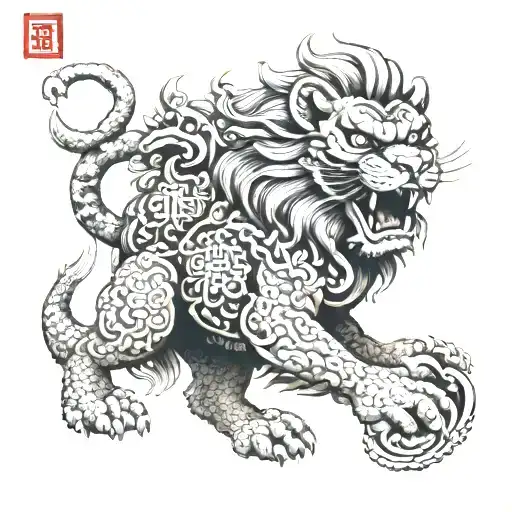 Shisa Lion Japan Okinawa Temple Full Sleeve
