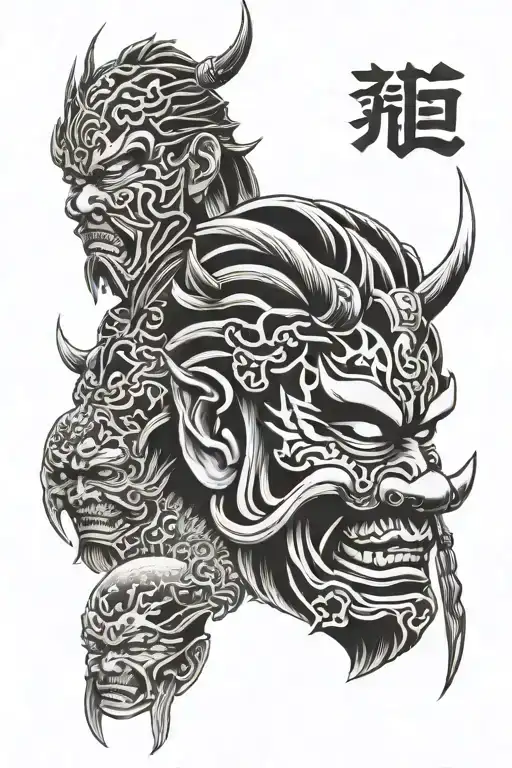Bushido Warrior Mask Back Tatto