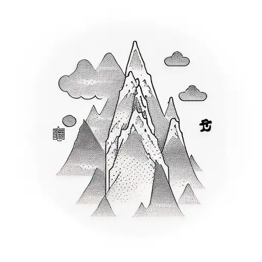 A Minimalist Tattoo Of A Computer Server Tower Integrated With Mountain Peaks