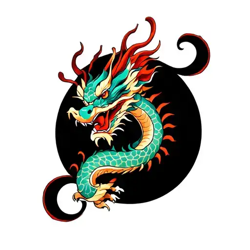 Chinese Dragon And Traditional Chinese Symbol