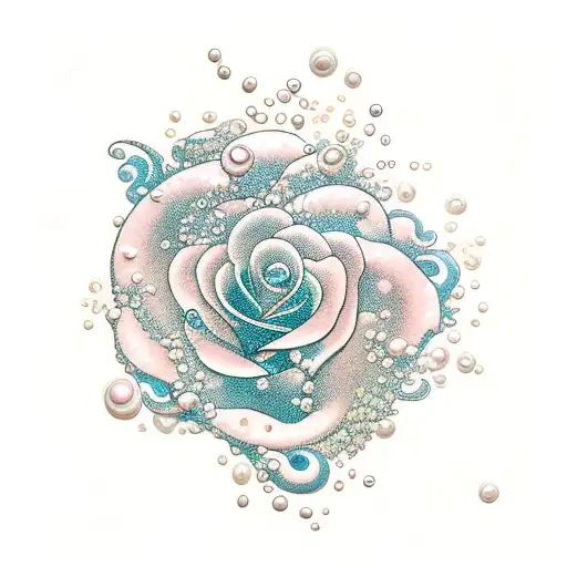 Watery Rose With Petals Making An M Surrounded By Pearls Masculine