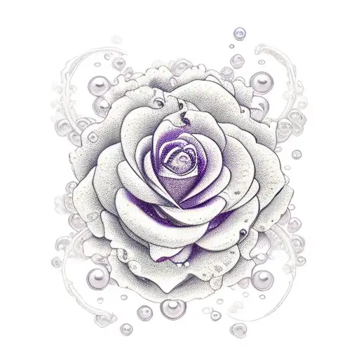 Watery Rose With Petals Making An M Surrounded By Pearls Masculine Royal Purple