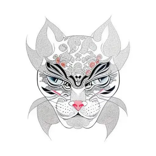 Kabuki Mask Inspired By Cat Patterns