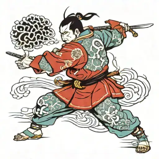 Samurai Warrior Battling