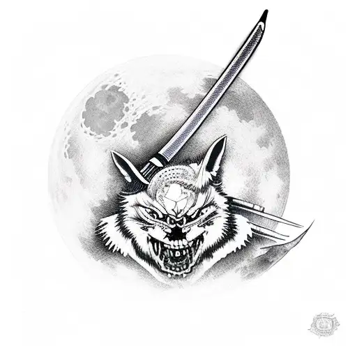 Bloody Katana In Full Moon