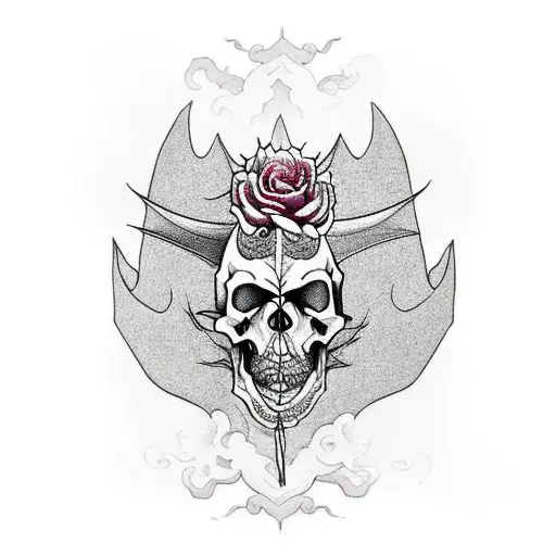 Dragon Skull With Roses