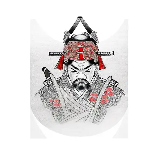 Samurai Walking Under A Sakura