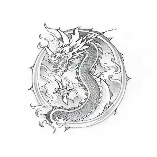 Dragon With Fire Elements