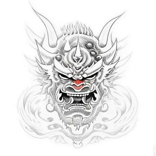 Oni Mask With Ice And Fire