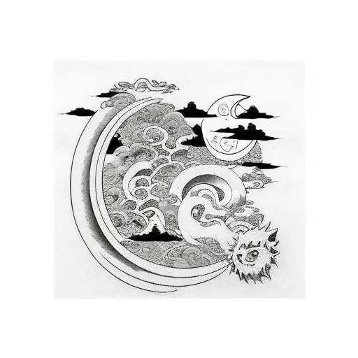 Naruto Six Paths Chibaku Tensei With Moon And Sun And Some Dragons Around