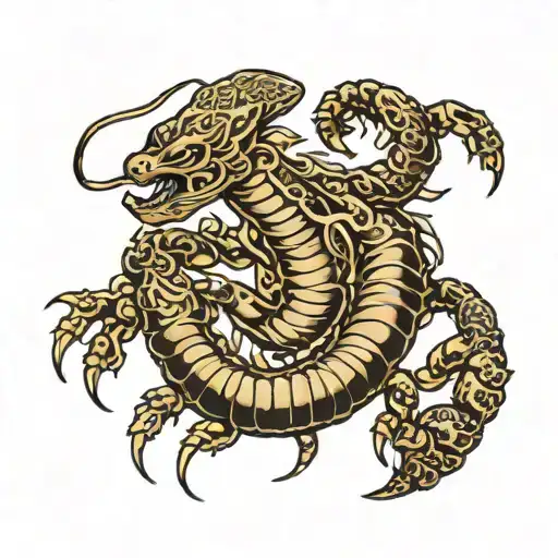 Scorpion With Tail Stinging Black And White