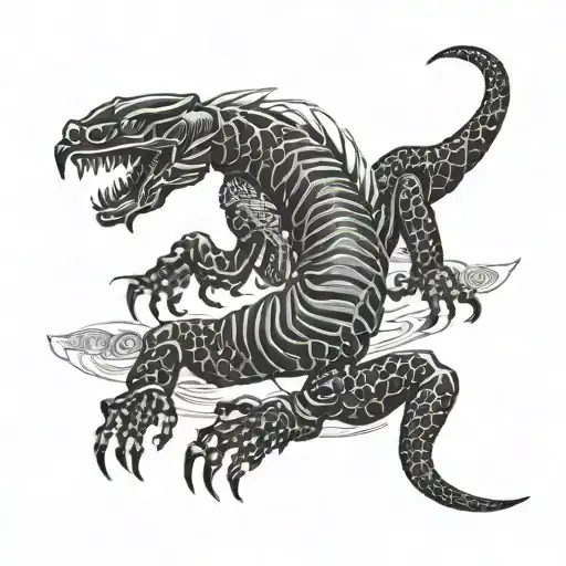 Scorpion With A Sword As A Tail Black And White