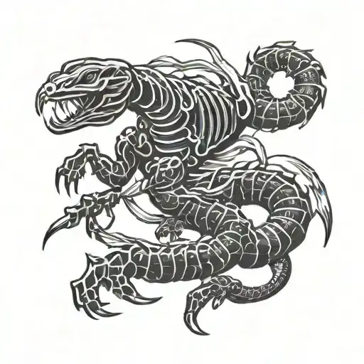 Scorpion Ready To Attack With Sword Black And White