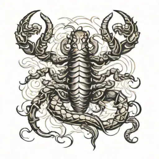 Scorpion Intertwined With Sword Black And White