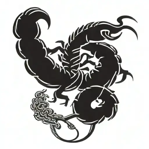 Scorpion Intertwined With Sword Black And White