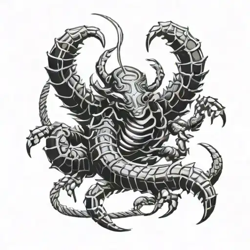 Scorpion Intertwined With Sword Black And White