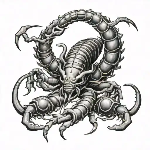 Scorpion Intertwined With Sword Black And White