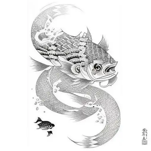 Black And Whit Koy Fish