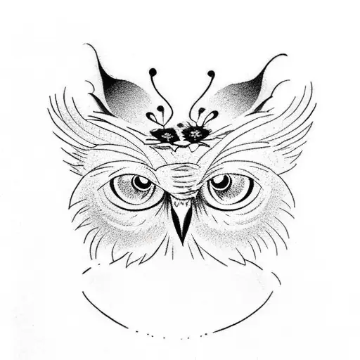 Owl Eyes Into A Butterfly Silouette
