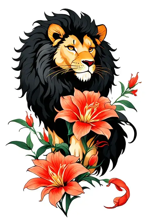 Lycoris Flower With A Lion