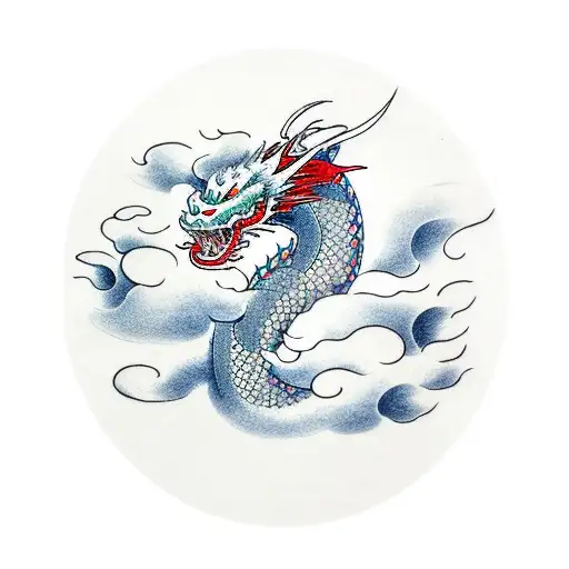 Dragon With Japanese Clouds