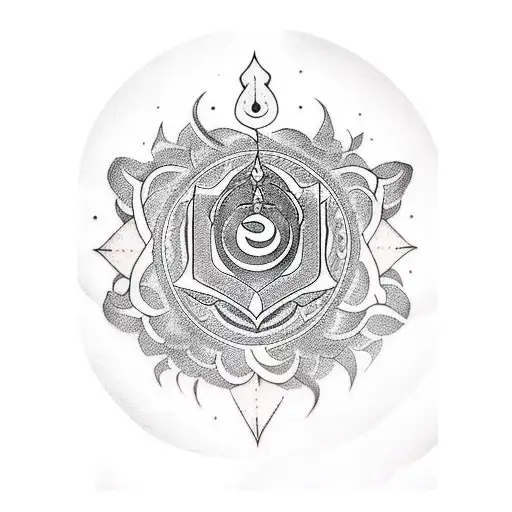 A Blackwork Tattoo Of A Powerful Shiv Mantra Written In Sanskrit Script